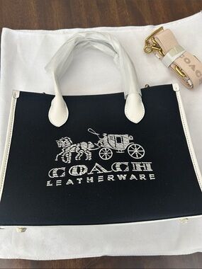 Inspire Style Black Canvas Tote with White Trim and Logo